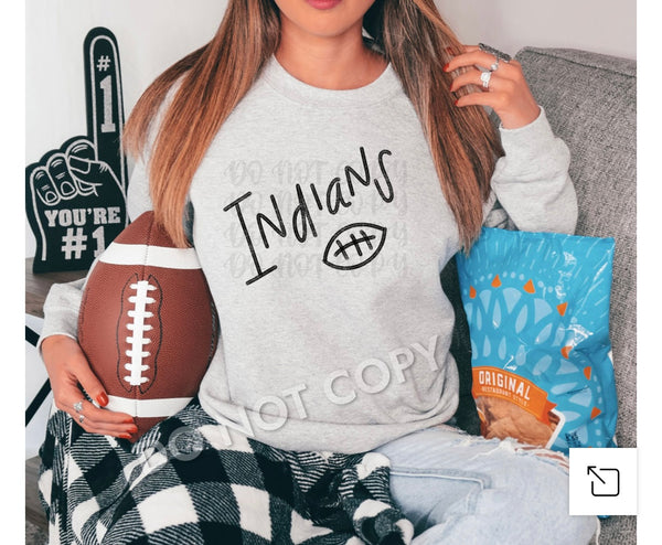 Indians Hand Script Football Tee