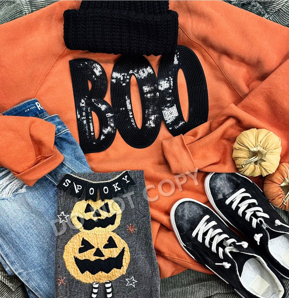 BOO Sequin Patch Sweatshirt