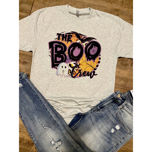 The Boo Crew on Heather White Crewneck